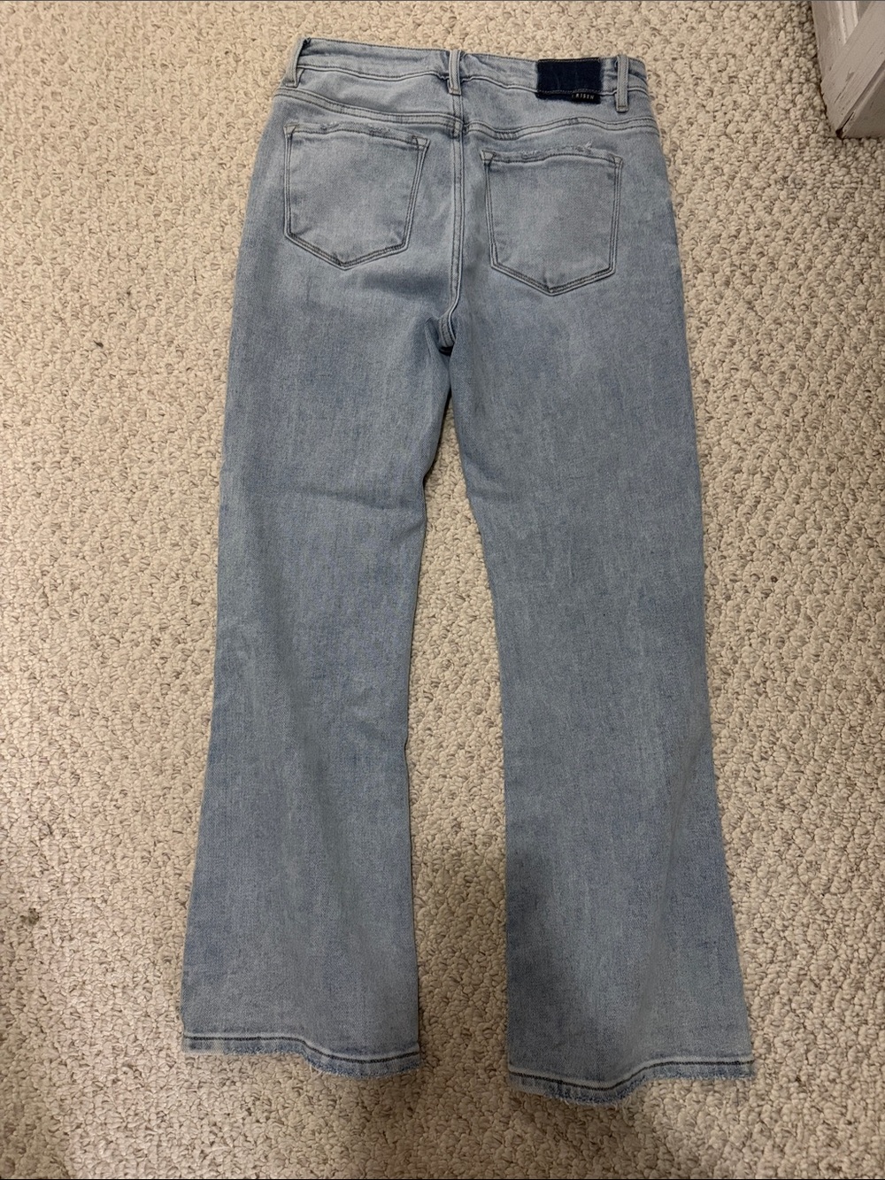 Risen Ankle Flare Jeans with Subtle Distressing - Picture 5 of 5